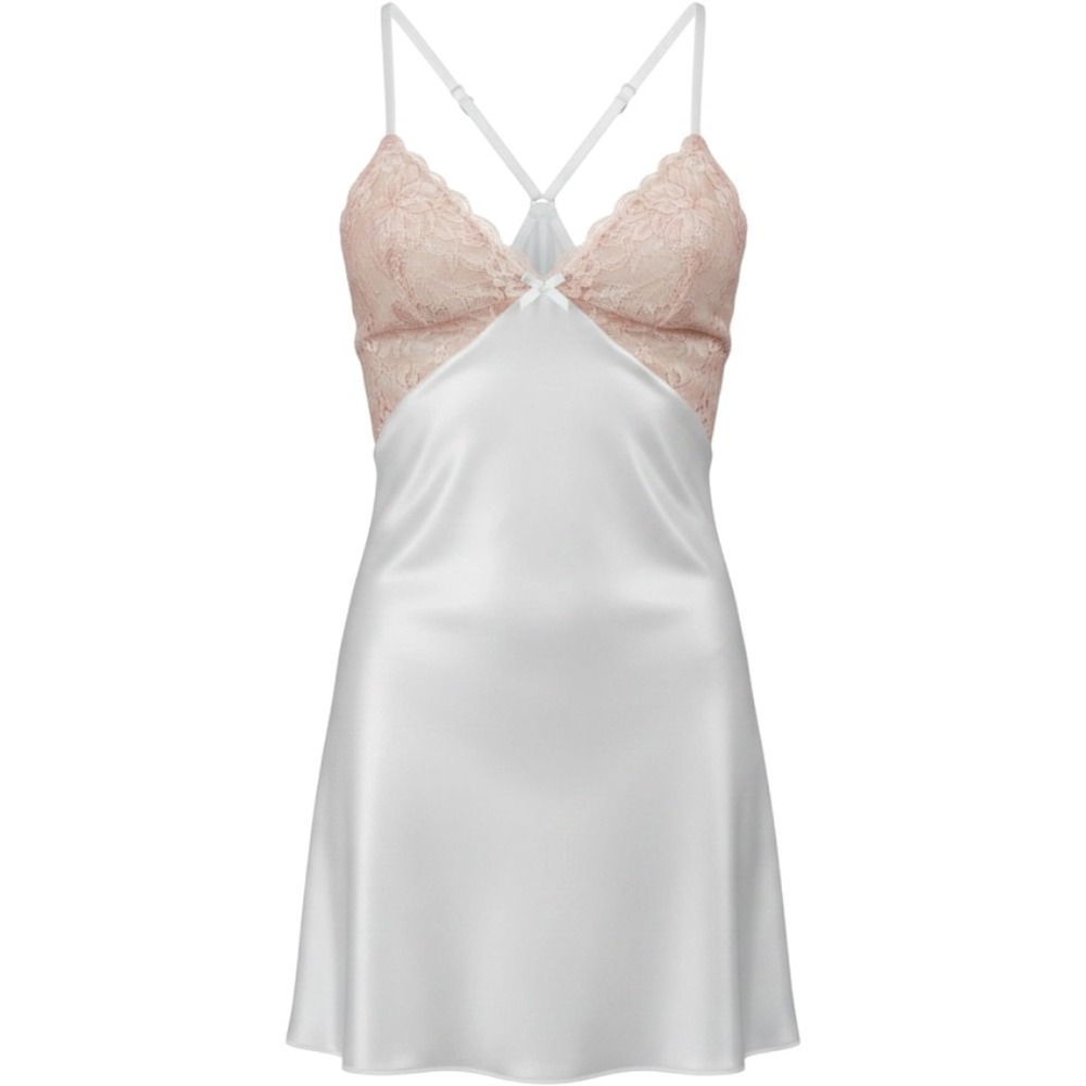 Marie Meili Ivory White Satin Lace Chemise Nightgown Slip Dress Size M